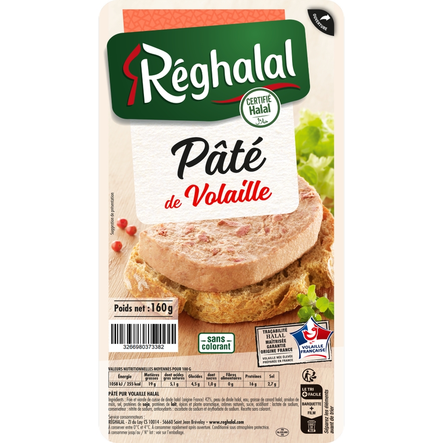 Packaging pâté de volaille halal origine France - Réghalal
