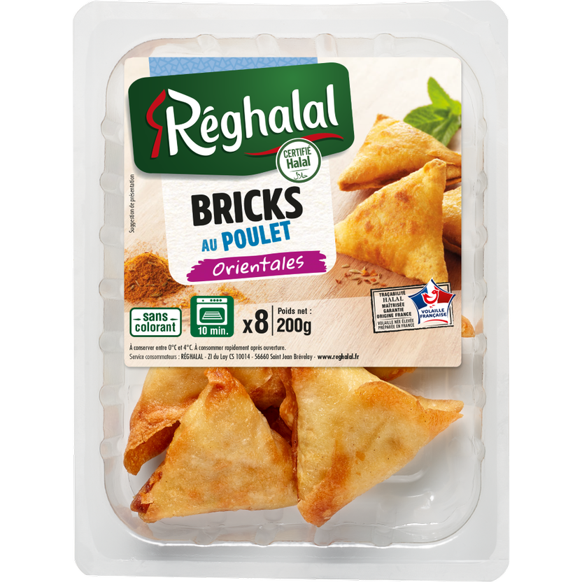 Packaging Brick au poulet orientales halal origine France - réghalal