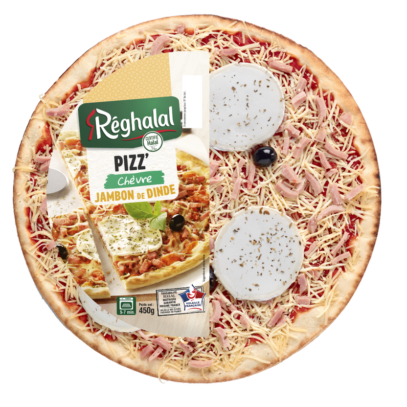 Packaging Pizza chèvre jambon de dinde halal origine France - réghalal