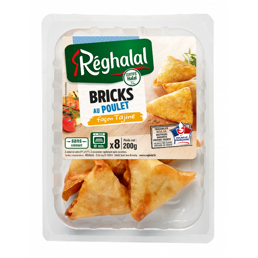 Packaging Brick au poulet façon tajine halal origine France - réghalal